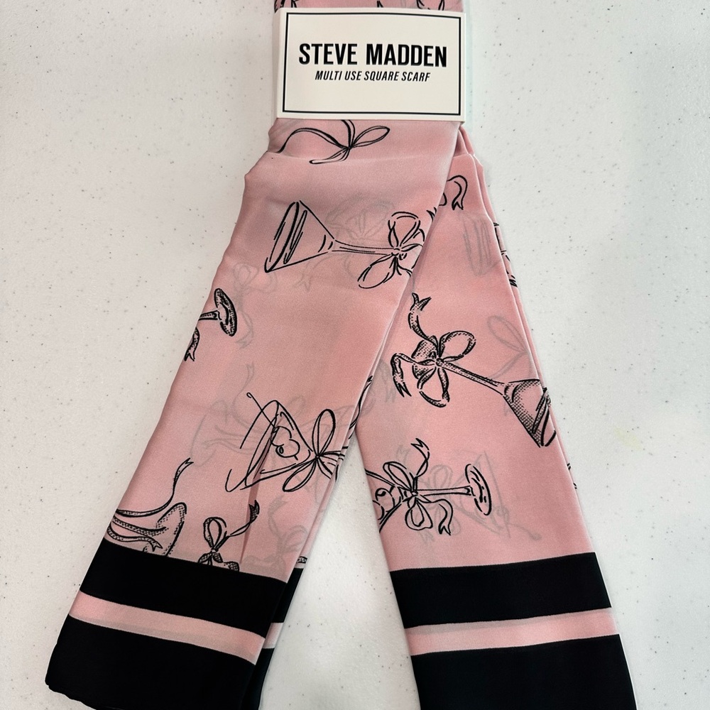 Steve Madden Pink and Black Multi-Use Scarf